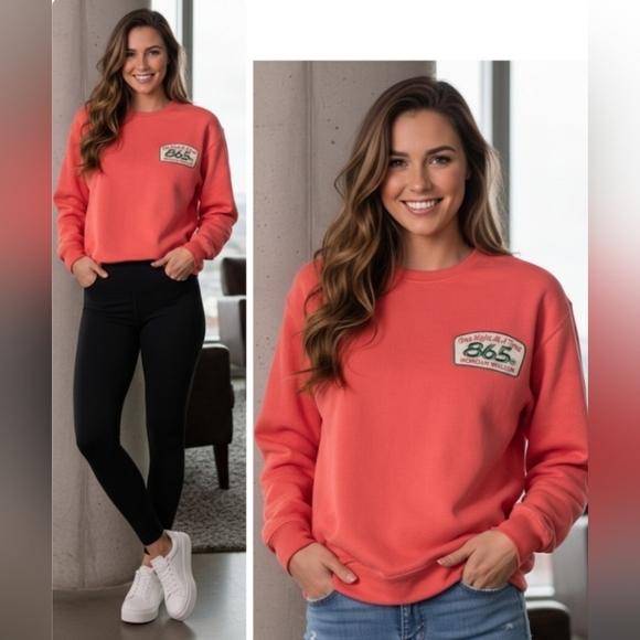 Morgan Wallen One Night At A Time Concert Merch Crewneck Sweatshirt Coral Red S - Picture 11 of 11